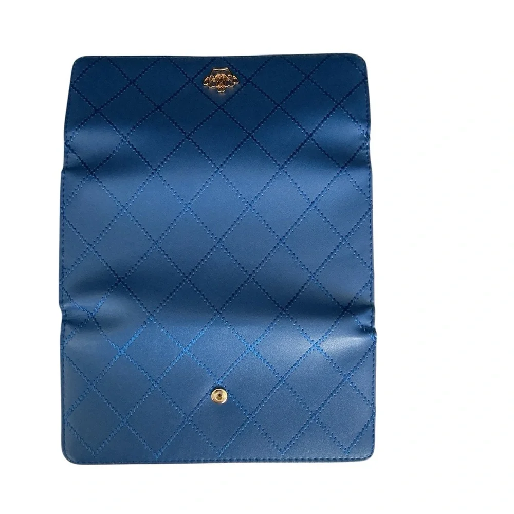 Blue Quilted Crown Accent Women's Wallet